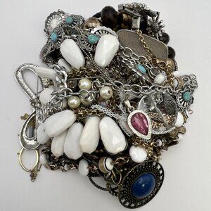 2 lbs Jewelry Lot 925 Necklace Vintage to Now Costume Wear Craft Resell